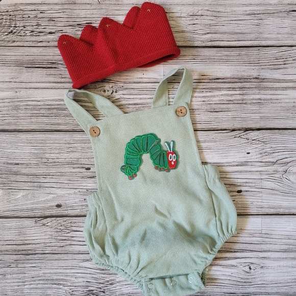 The Very Hungry Caterpillar First Second Birthday Cake Smash Romper Crown Set - Picture 3 of 16